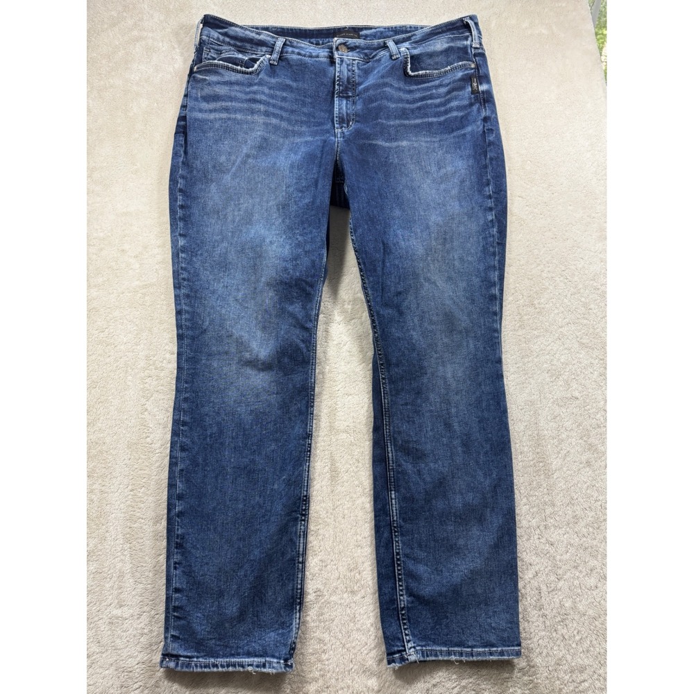 Silver Jeans Co. Womens Avery Straight High Rise Blue Jeans 24/31 Meas: 42x31